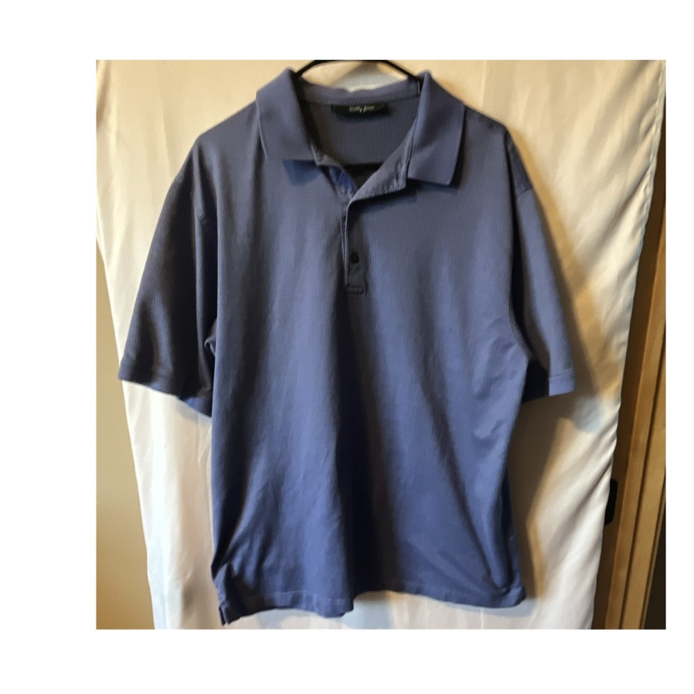 Bobby Jones Polo Shirt Blue Knit Short Sleeve Men's Size L Collared Solid